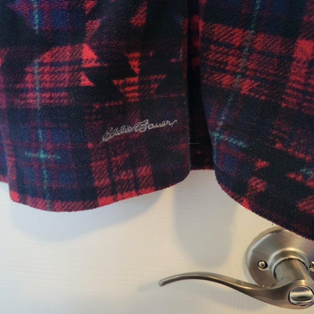 Eddie Bauer 1/4 Zip Fleece Pullover Womens Size 2XL Red Black Tribal Aztec - Picture 3 of 8